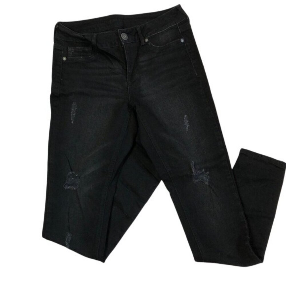 Maurices Distressed Black Jeans Womens Cotton Blend Medium Large